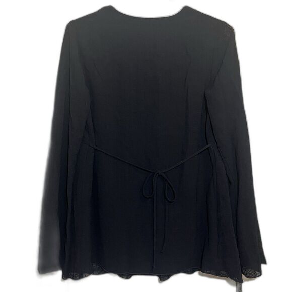 Baby and Me Maternity Top Small Plaid Sheer Layered Hem Boho Blouse - Picture 3 of 11